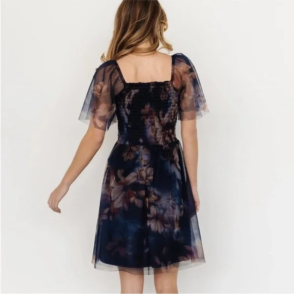 NWT Baltic Born Tivoli Tulle Short Dress in blue floral L